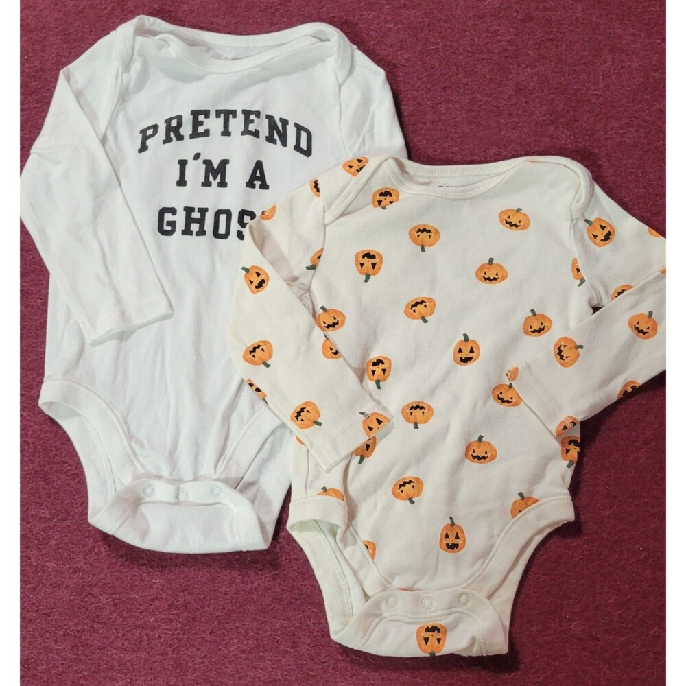 Old Navy Set Of Baby Unisex Halloween Long Sleeve Bodysuits 12-18 Months